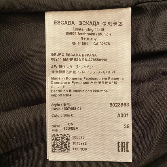 VINTAGE ESCADA Women’s Size 6 - 8 Textured Pencil Skirt Black White Open Weave - Picture 4 of 7